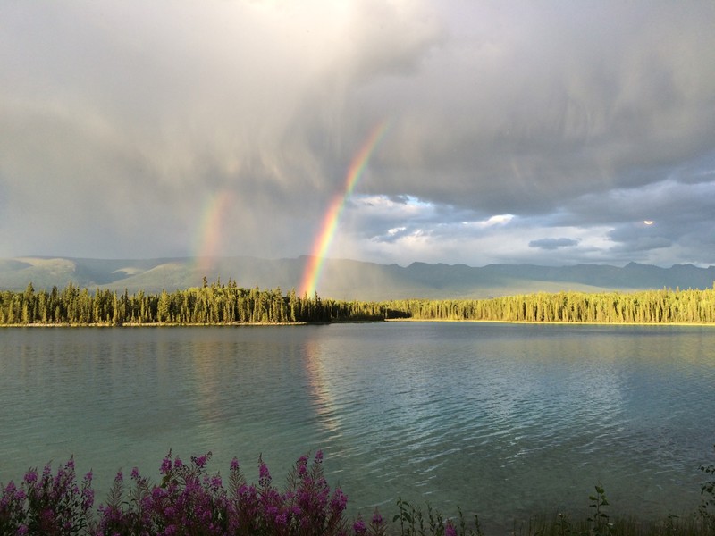 Rainbow at Boya Lake