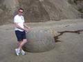 Ian displays a boulder