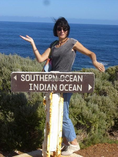 Rachael demonstrates where the two oceans lie