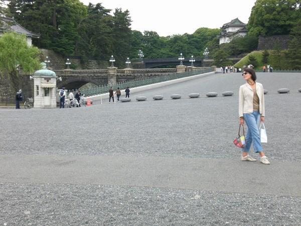 Rachy in the grounds outside the Imperial palace