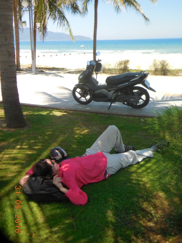 Finally the bum off the scooter in Da Nang on the way back