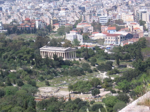 temple of hephaestus viewed from the acropolis