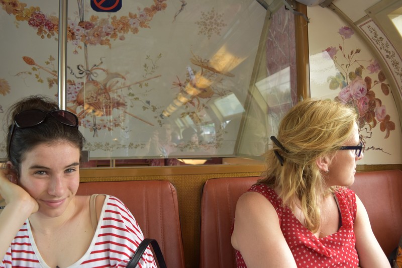 Silliness on the beautifully decorated train to Versailles