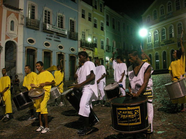 Another group walking down the main street of Salvador