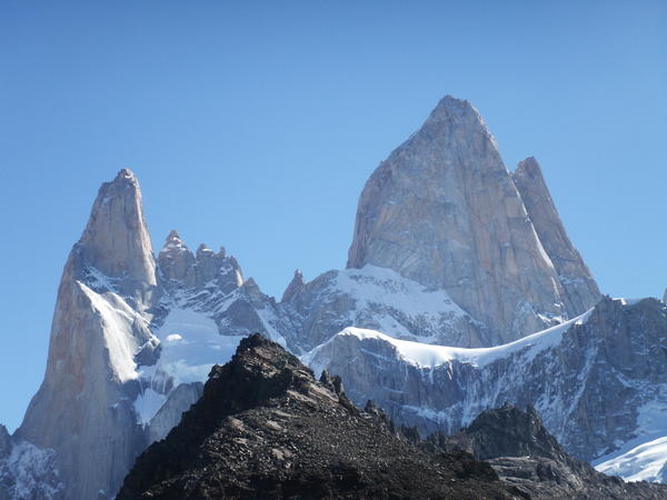 A close up of Poincenot and Fitz Roy