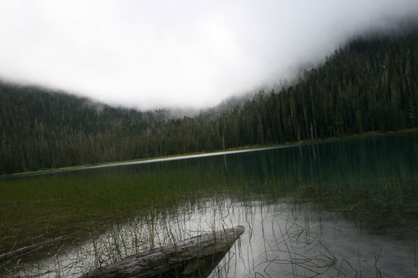 Joffre Lake without the mountain or the swimming sisters