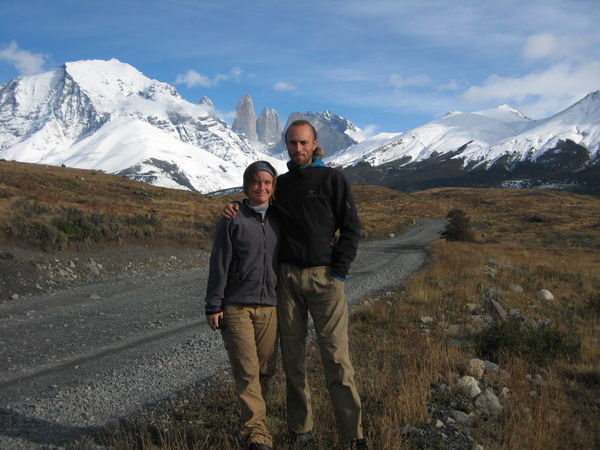 Jono and I standing infront of Torres Del Paine