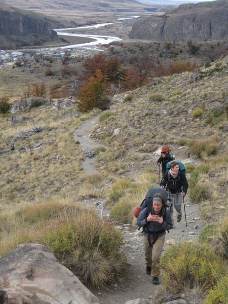 Myself, Phillipe and Laurence walking up out of El Chaiten
