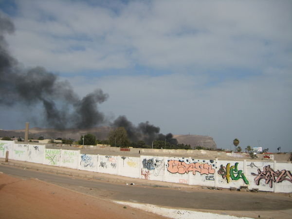 burning off some rubbish in Arica