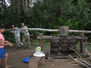 making sugar cane juice in the community