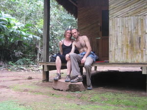 Jono and I infront of our cabin