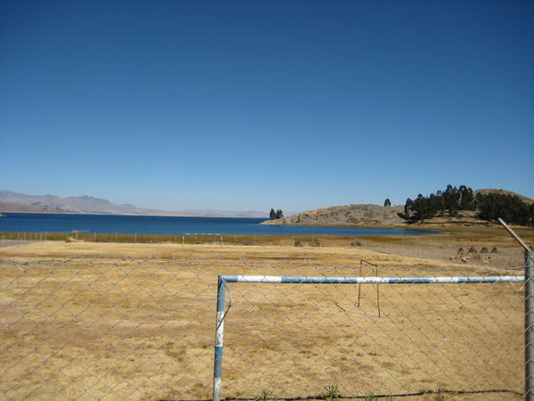 soccer feild by Lake Titicaca
