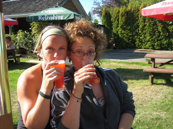 Cass and I drinking clamados (I think that is what they are called)