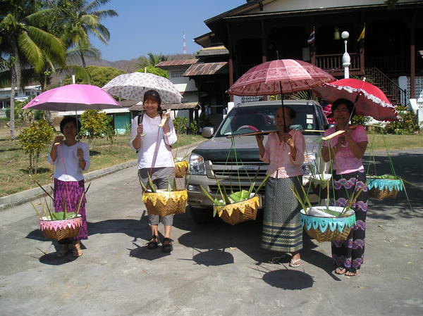 Me and the local ladies carrying the food