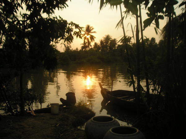 Sunset in the Mekong Delta village
