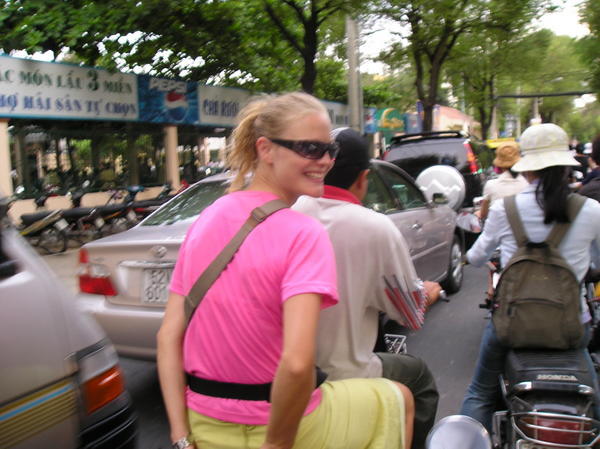 Cruising with motos in the streets of Saigon