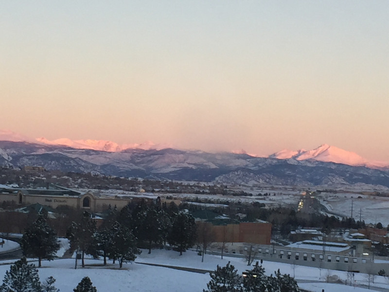 Sunrise on the Mountains After a Night of Snowing