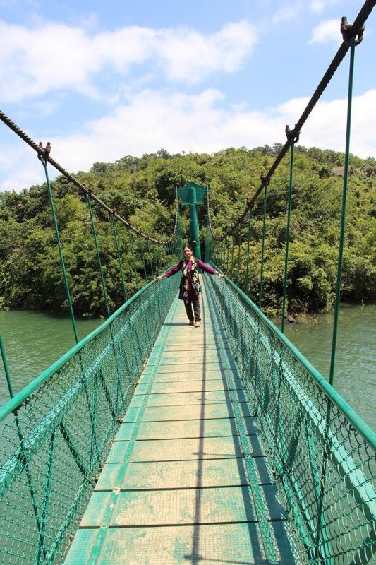 Hanging bridge to reach the resort