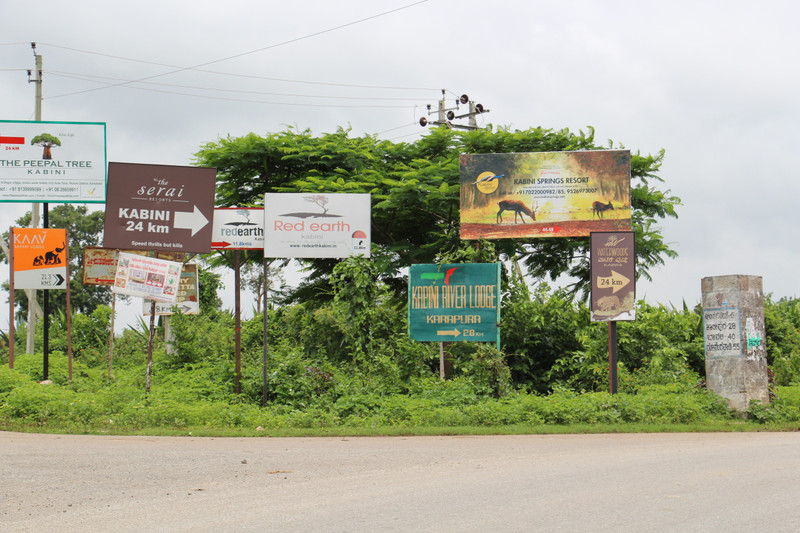 Jungle of hotel signboards -way to Kabini