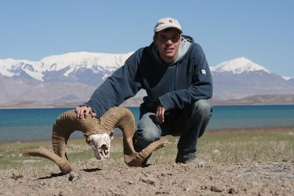 me and the skull of a Marco Polo sheep