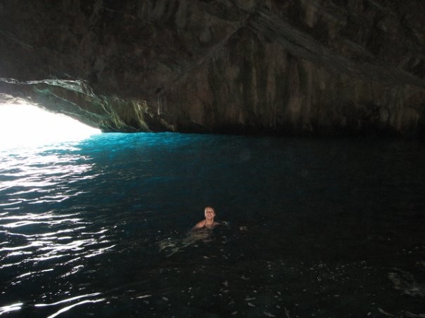 Swimming in a grotto