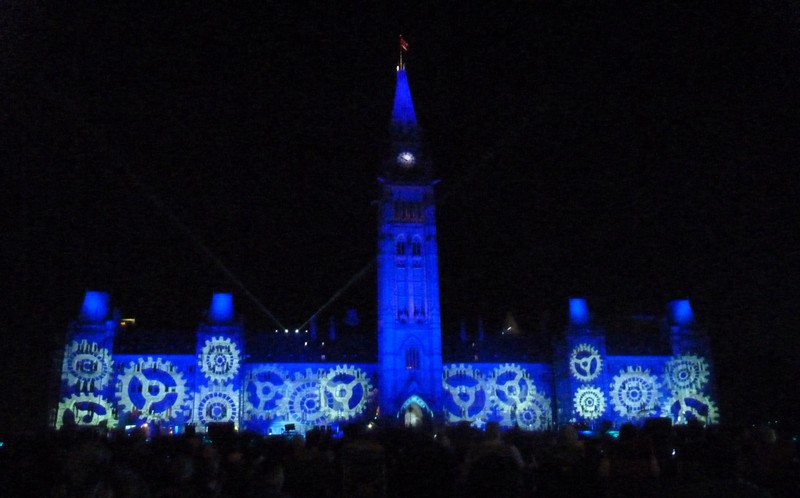 Centre Block and Peace Tower illuminated at Sound and Light Show