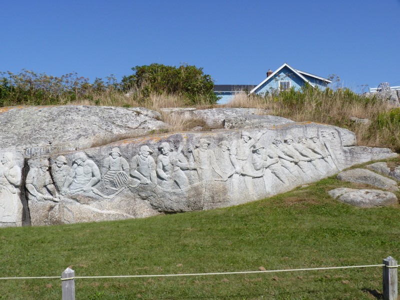 Rock carvings in Peggy's Cove