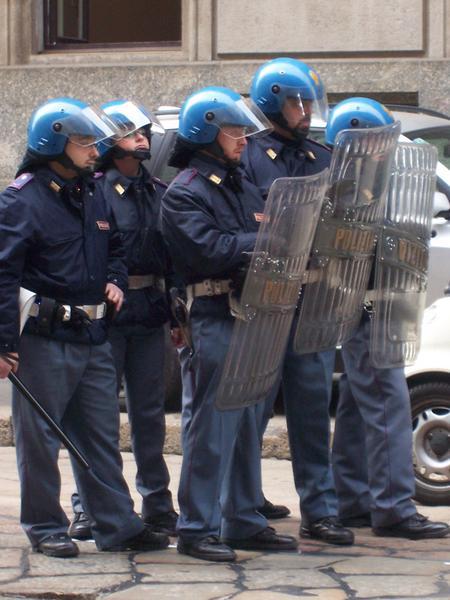 the police during a protest