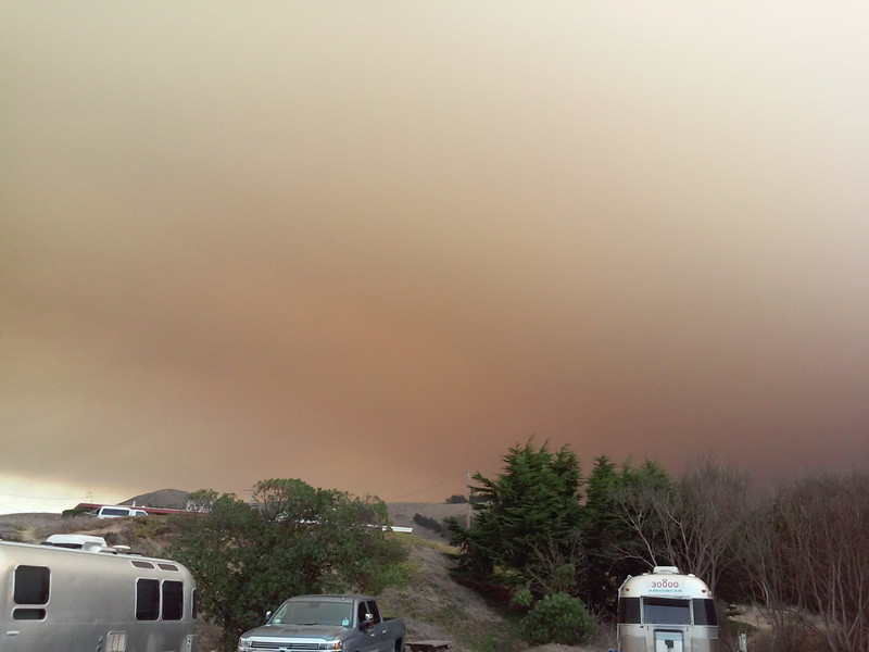 Smoke from wildfires, Morro Strand State Beach