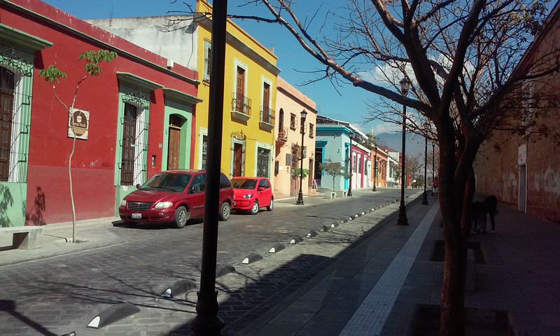 Typical street scene in Oaxaca historic centre