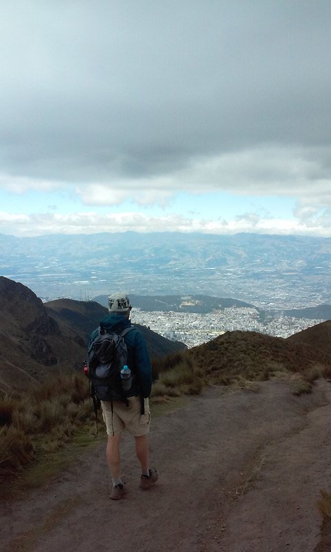 Hiking down Rucu Pichincha, Quito in the background