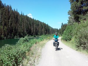 Fi on the forest road between Seeley Lake and Ovando, MT