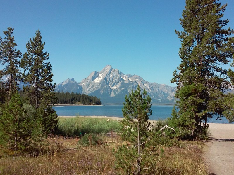 Jackson Lake with Tetons in background