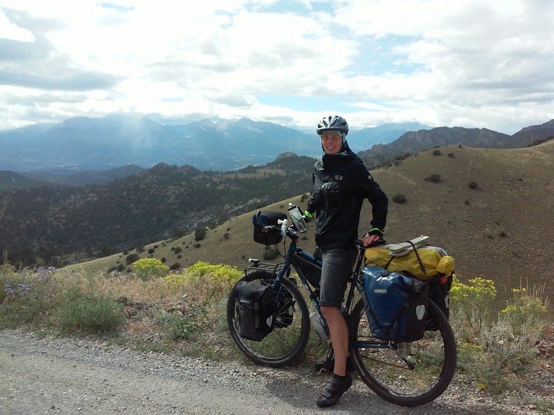 Riding down into Salida, the Collegiate Mountains, among Colorado's "fourteeners", in the background.
