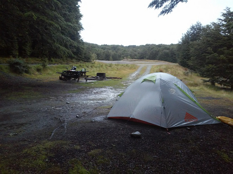 Wet campsite at Mavora Lakes