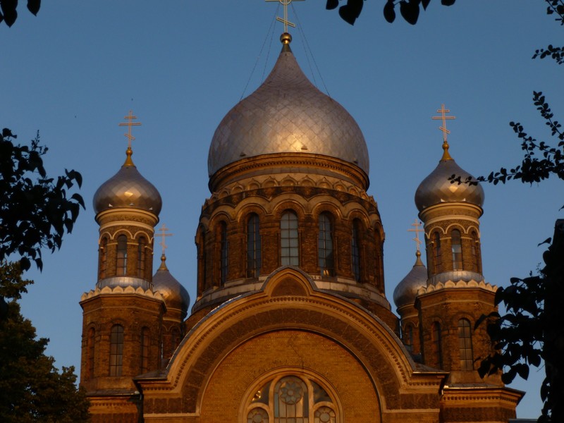 Riga - charcoal-stained orthodox church