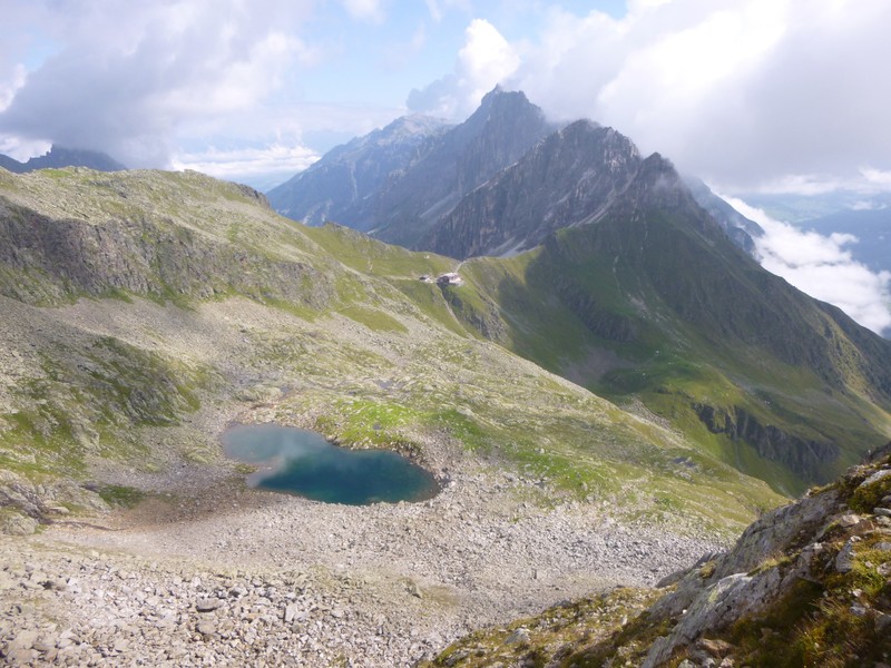 Looking down to Innsbrucker Hut