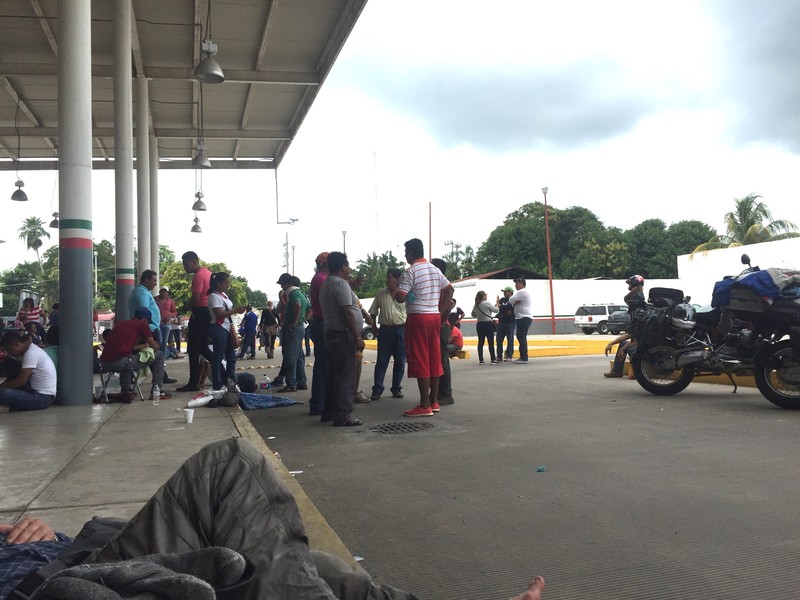 Guatemala border, waiting as people slowly disburse