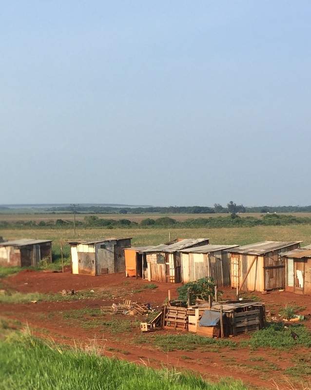 Sidrolandia, Brazil - little huts on the roadside near the agricultural work