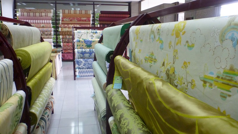 Rows and rows of gorgeous fabric at Jim Thompson silk factory outlet 