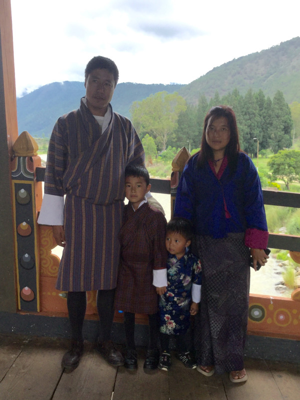 Adorable family we talked with for awhile on the footbridge entrance to Punakha Dzong
