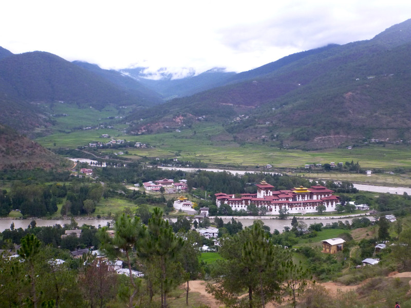 View of Punakha Dzong and beyond