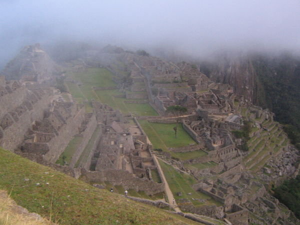 Misty view over Machu Picchu