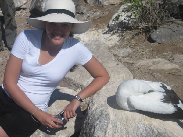 Me and a masked boobie in Galapagos