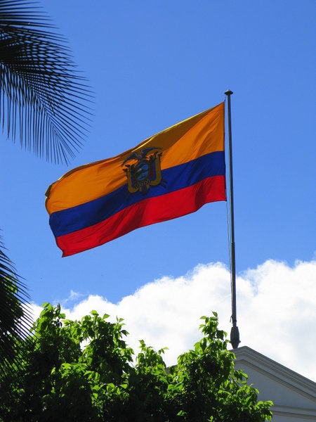 Ecuadorian flag over the Presidential Palace