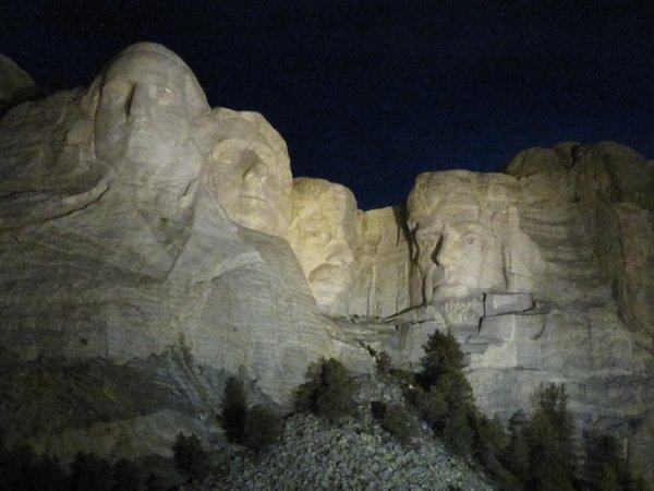 Mt. Rushmore lit up at Night