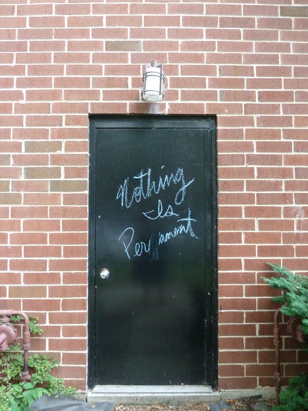 Chalk on a neighborhood door