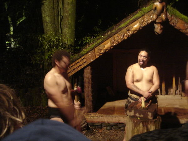 Two Maori men welcoming us with open arms 