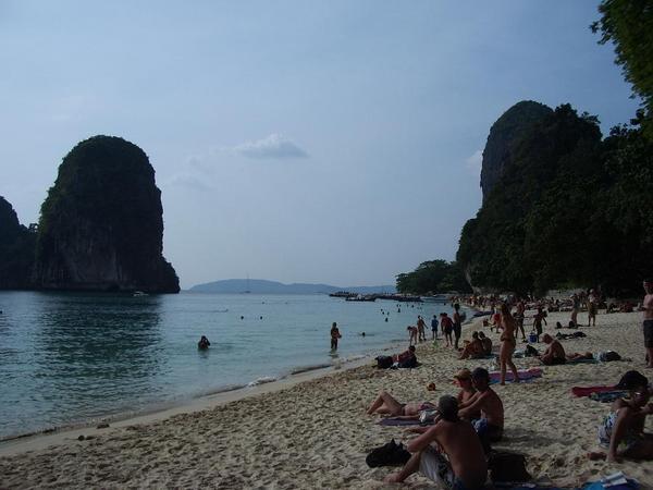 The nice, if not slightly over crowed Pra Nang Beach 