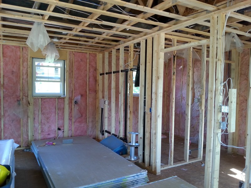 Day 5 - insulation up, sheet rock staged